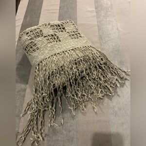 Crochet Boho fringed Vintage Gray Oatmeal Taupe brown color for chilly nights